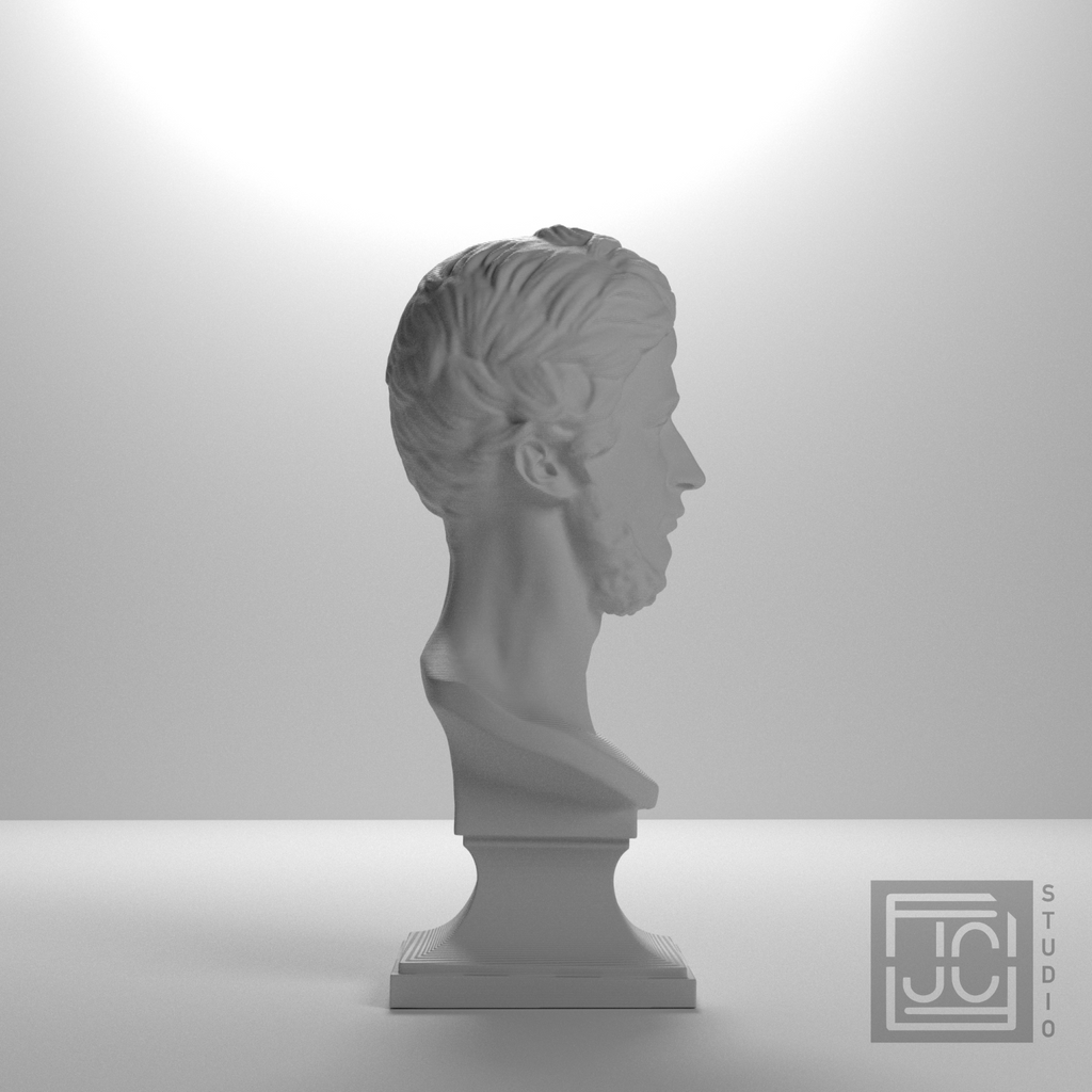 Adam Mickiewicz Bust after David d'Angers, studio 90 degree view