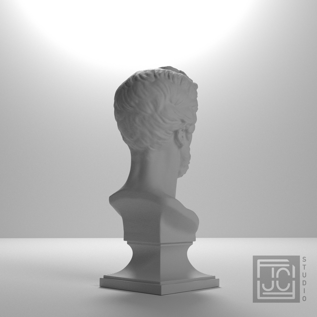 Adam Mickiewicz Bust after David d'Angers, studio 135 degree view