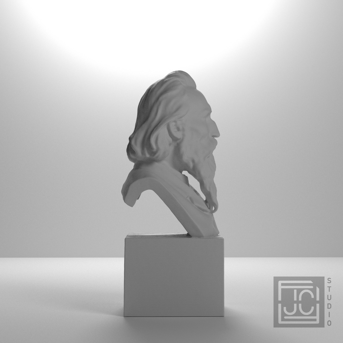 Jan Matejko Bust after Jan Tombiński, studio 90 degree view