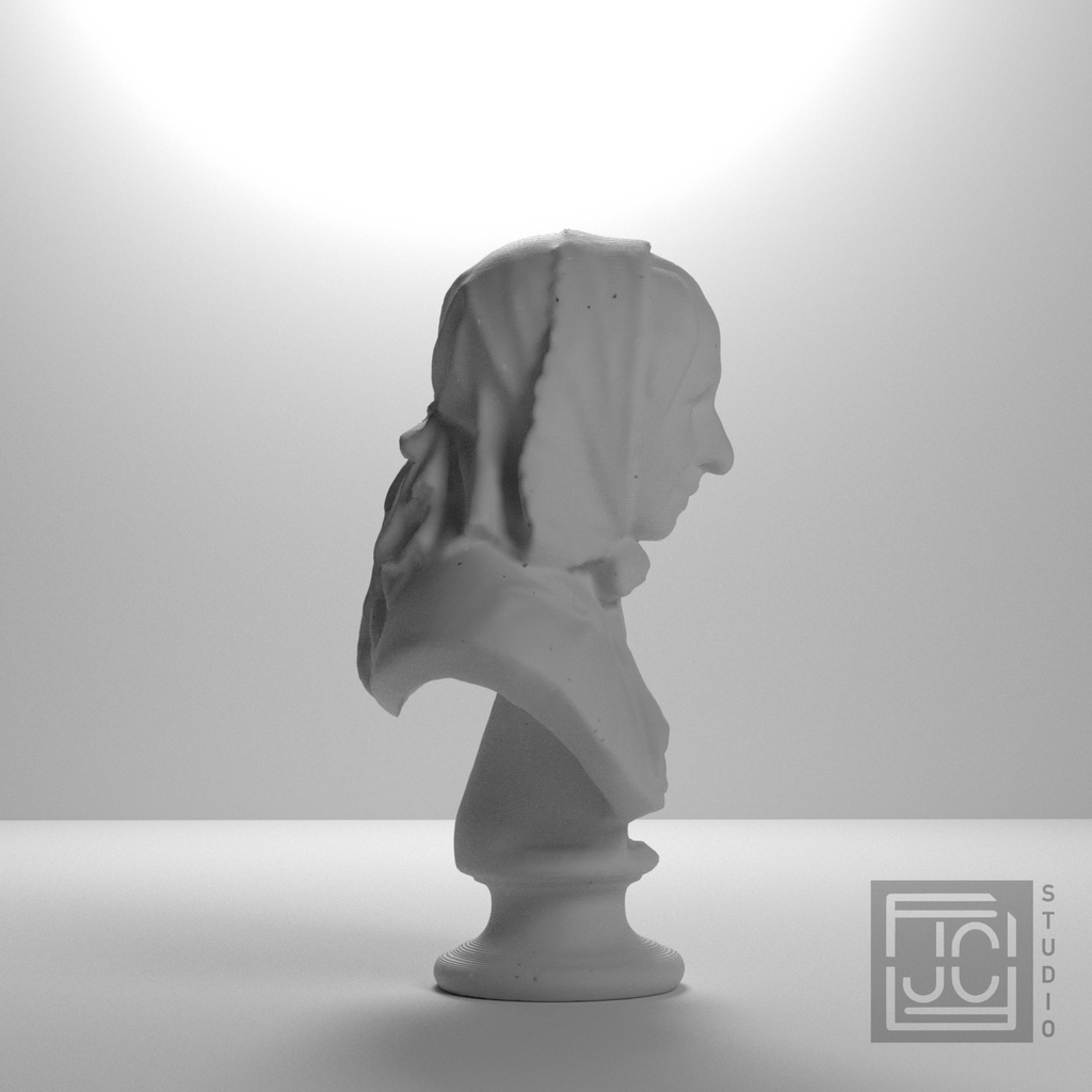 Fredrika Bremer Bust after Carl Gustaf Qvarnström, studio 90 degree view