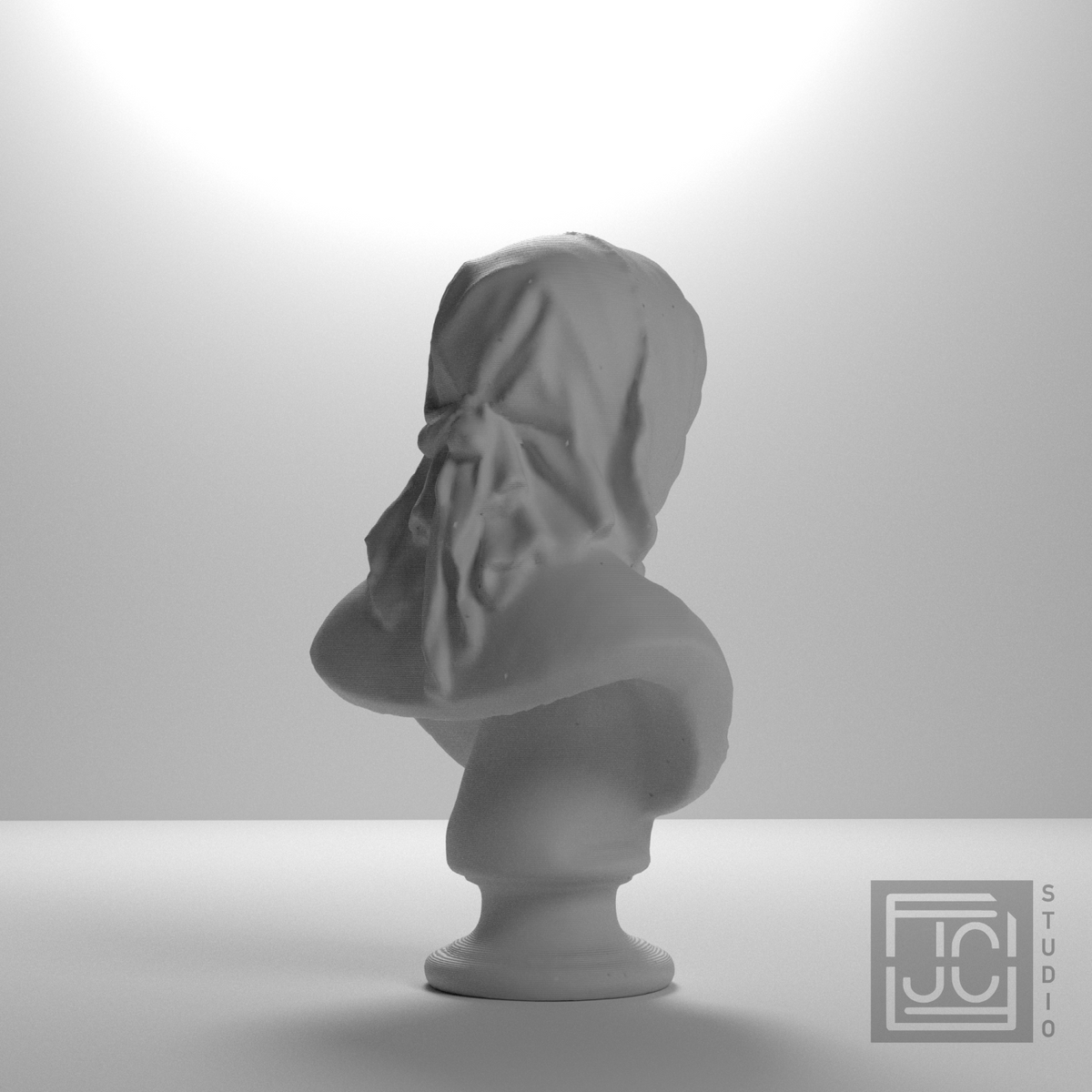 Fredrika Bremer Bust after Carl Gustaf Qvarnström, studio 135 degree view
