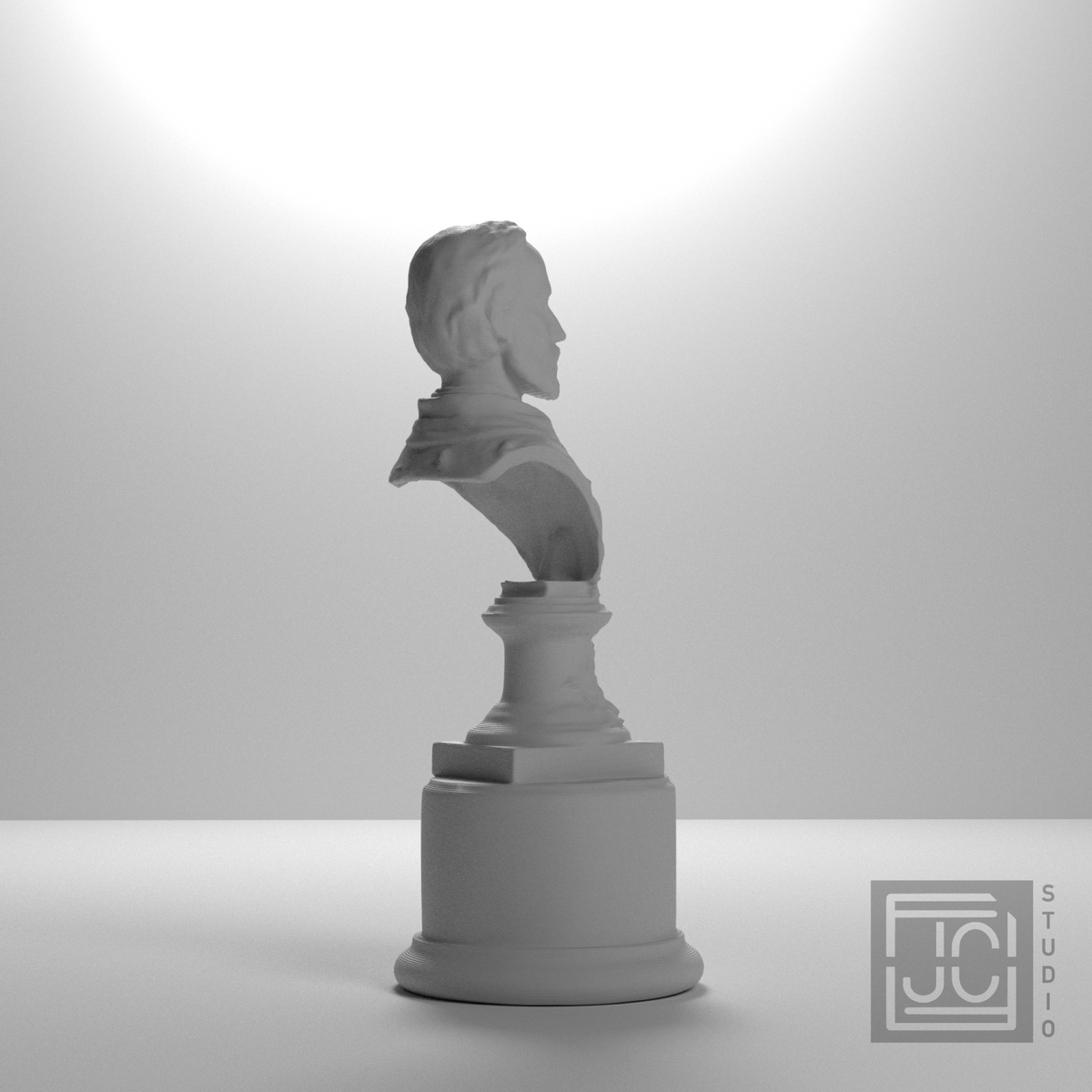 Jozef Szujski Bust, studio 90 degree view