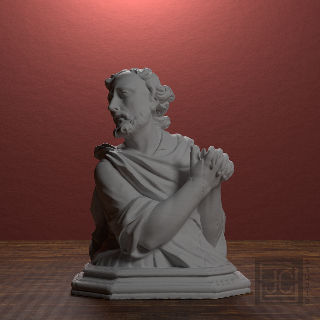 Baroque Bearded Saint Bust after Museu de Manresa, library 0 degree view