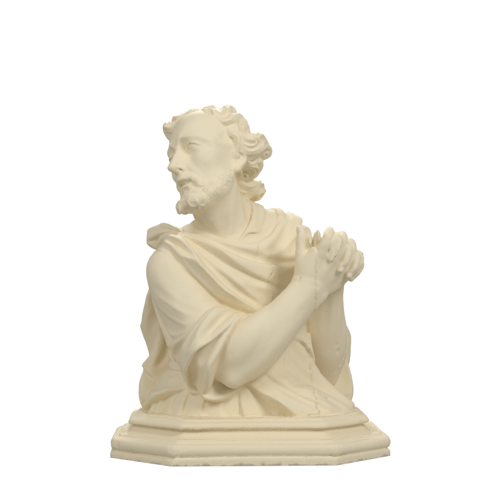 Baroque Bearded Saint Bust after Museu de Manresa, Ivory White finish