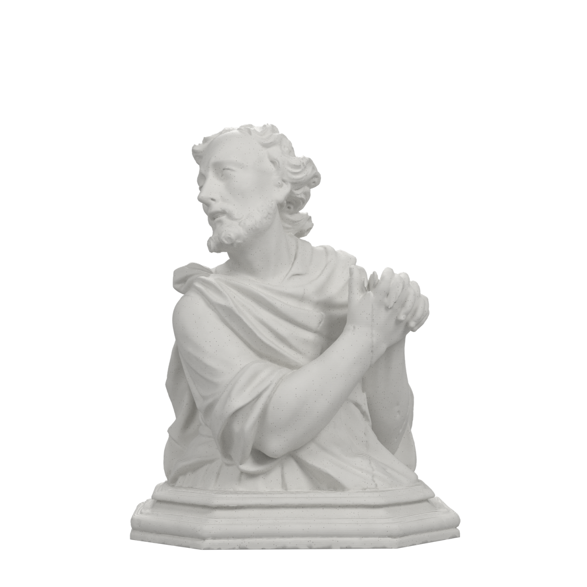 Baroque Bearded Saint Bust after Museu de Manresa, Marble Stone finish
