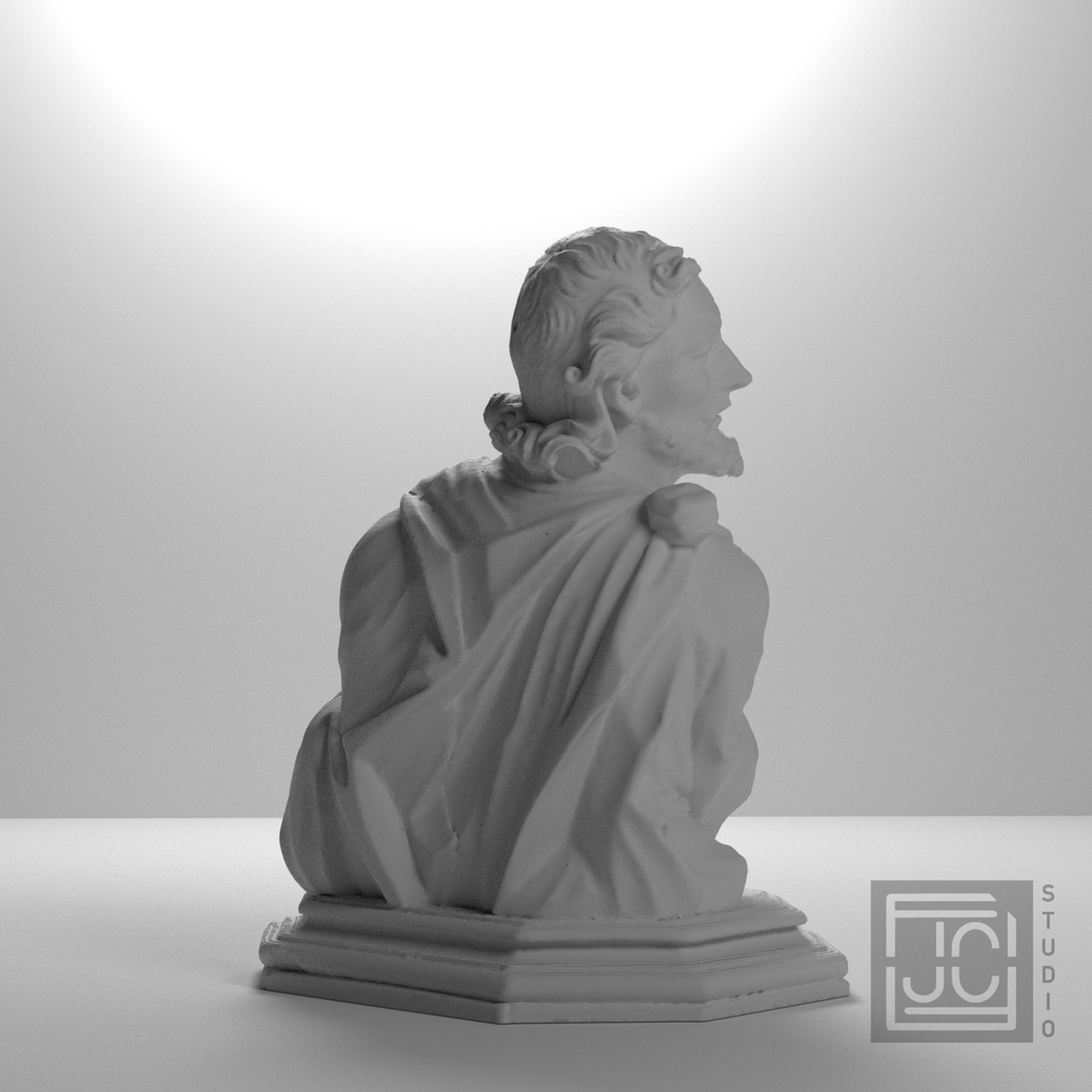 Baroque Bearded Saint Bust after Museu de Manresa, studio 135 degree view