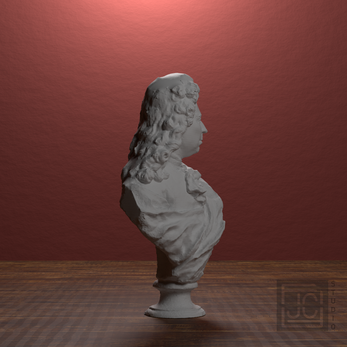 Antoine Coysevox Self Portrait Bust, library 90 degree view