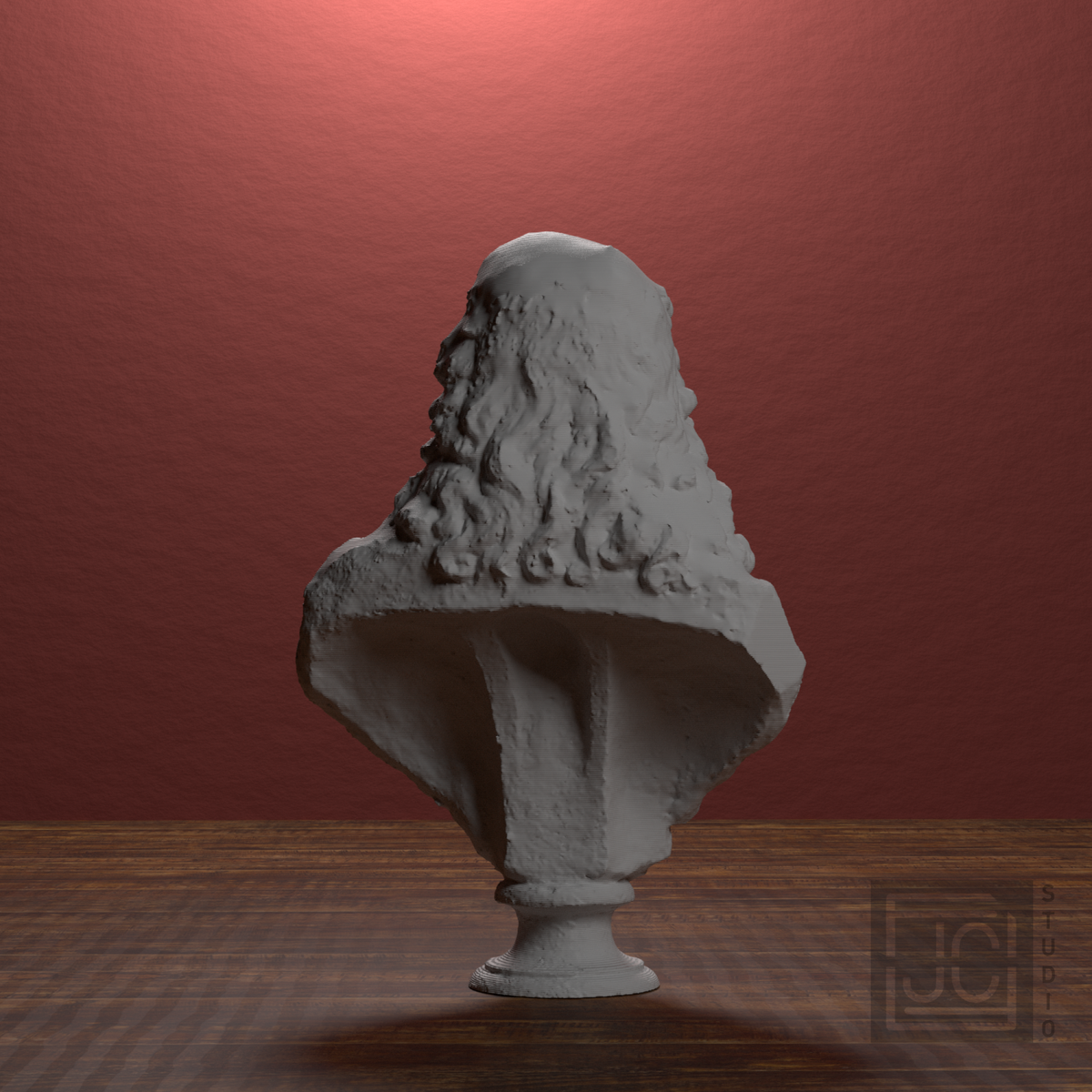 Antoine Coysevox Self Portrait Bust, library 180 degree view