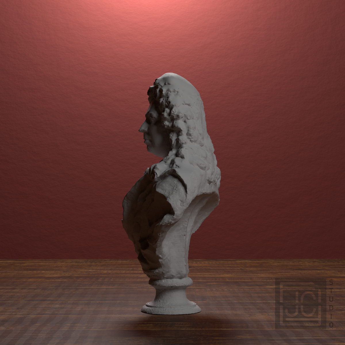 Antoine Coysevox Self Portrait Bust, library 270 degree view
