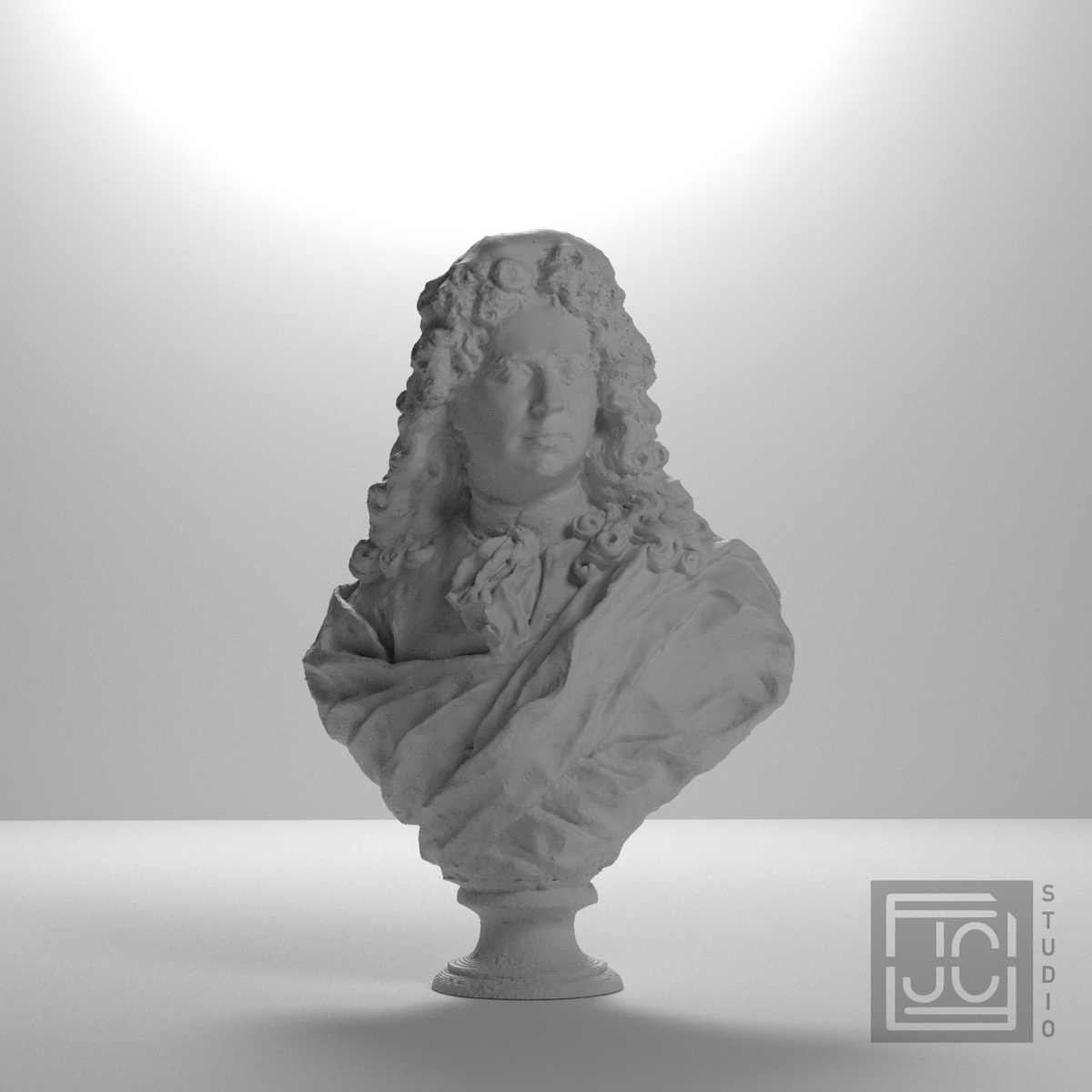 Antoine Coysevox Self Portrait Bust, studio 0 degree view