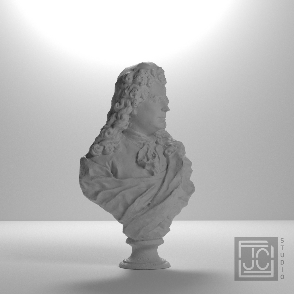Antoine Coysevox Self Portrait Bust, studio 45 degree view