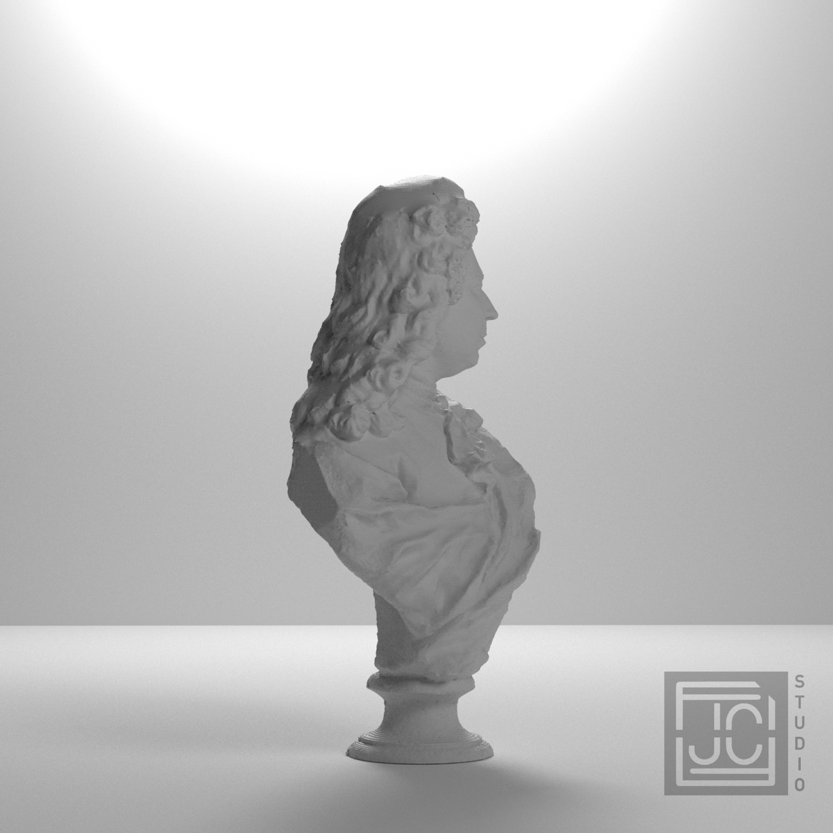 Antoine Coysevox Self Portrait Bust, studio 90 degree view