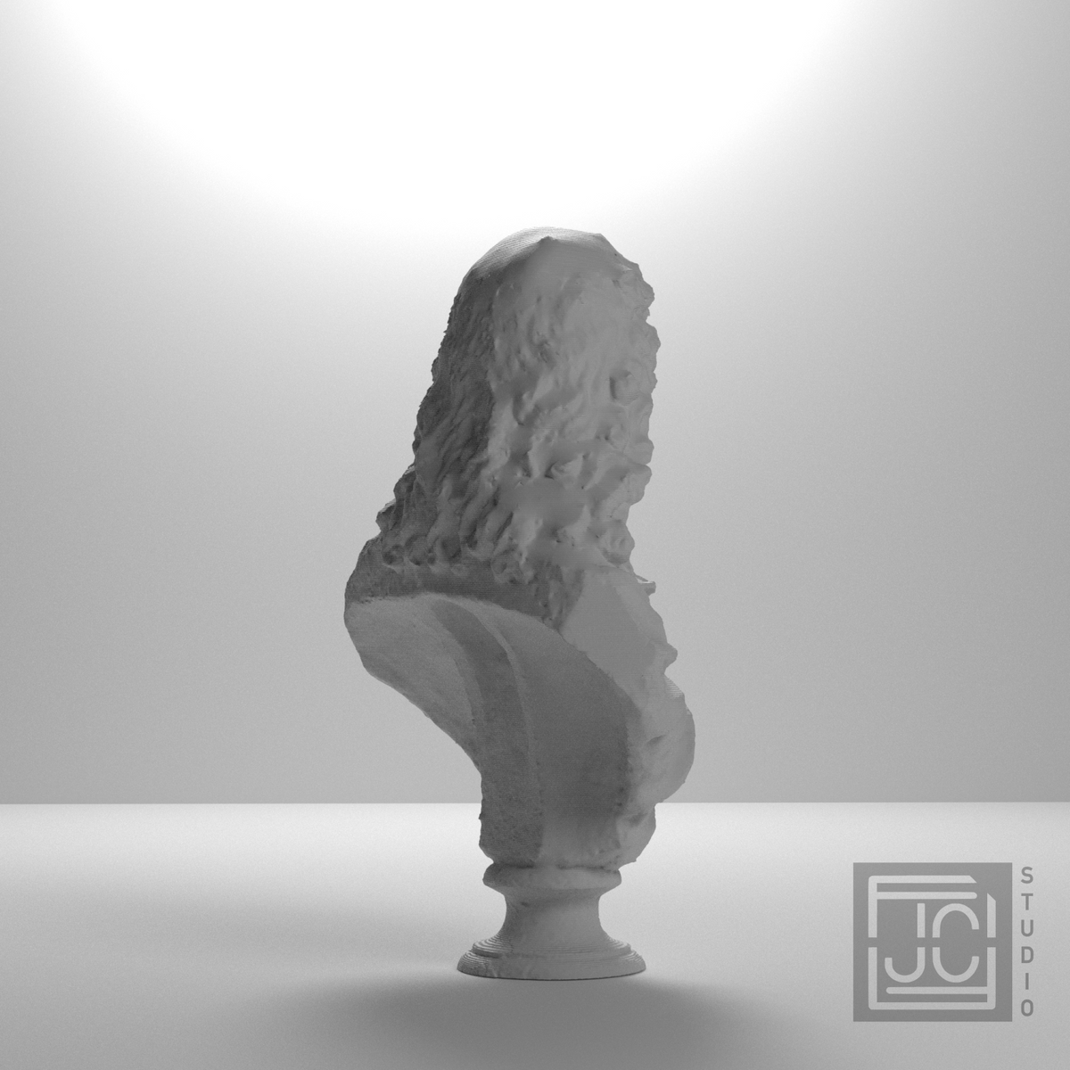 Antoine Coysevox Self Portrait Bust, studio 135 degree view
