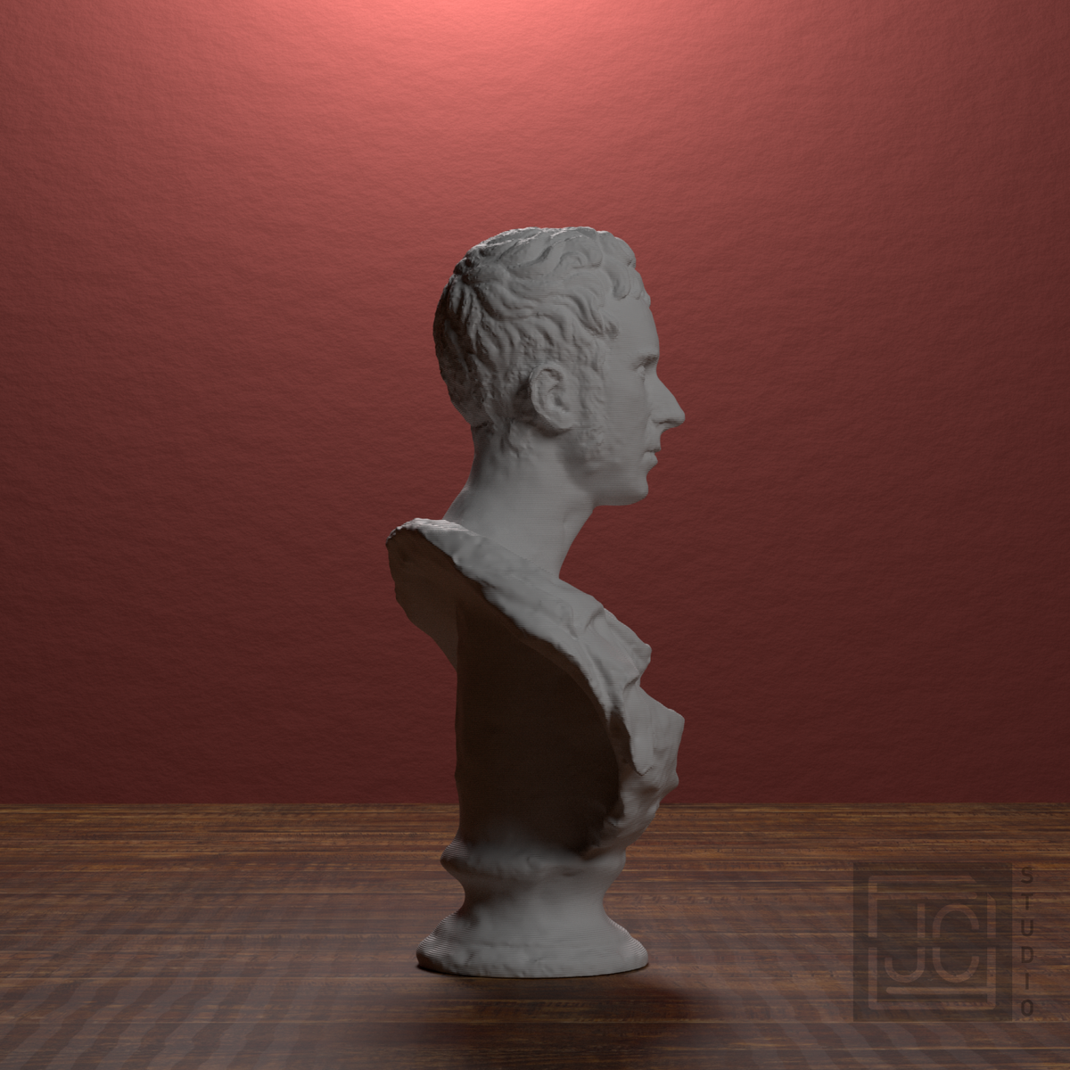John Wood of Port Glasgow Bust, library 90 degree view
