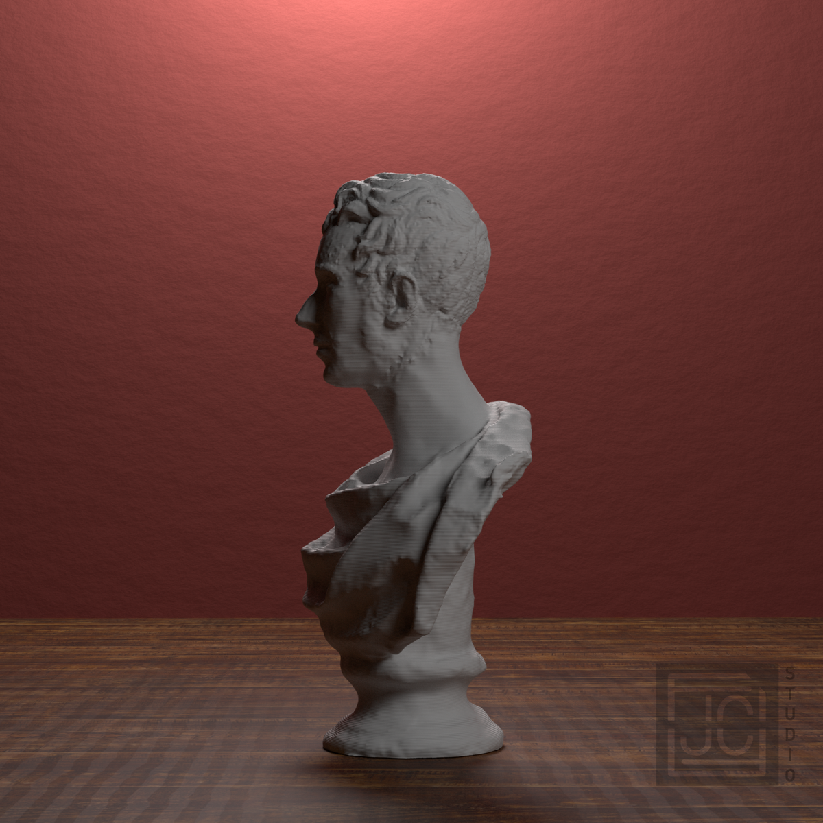 John Wood of Port Glasgow Bust, library 270 degree view