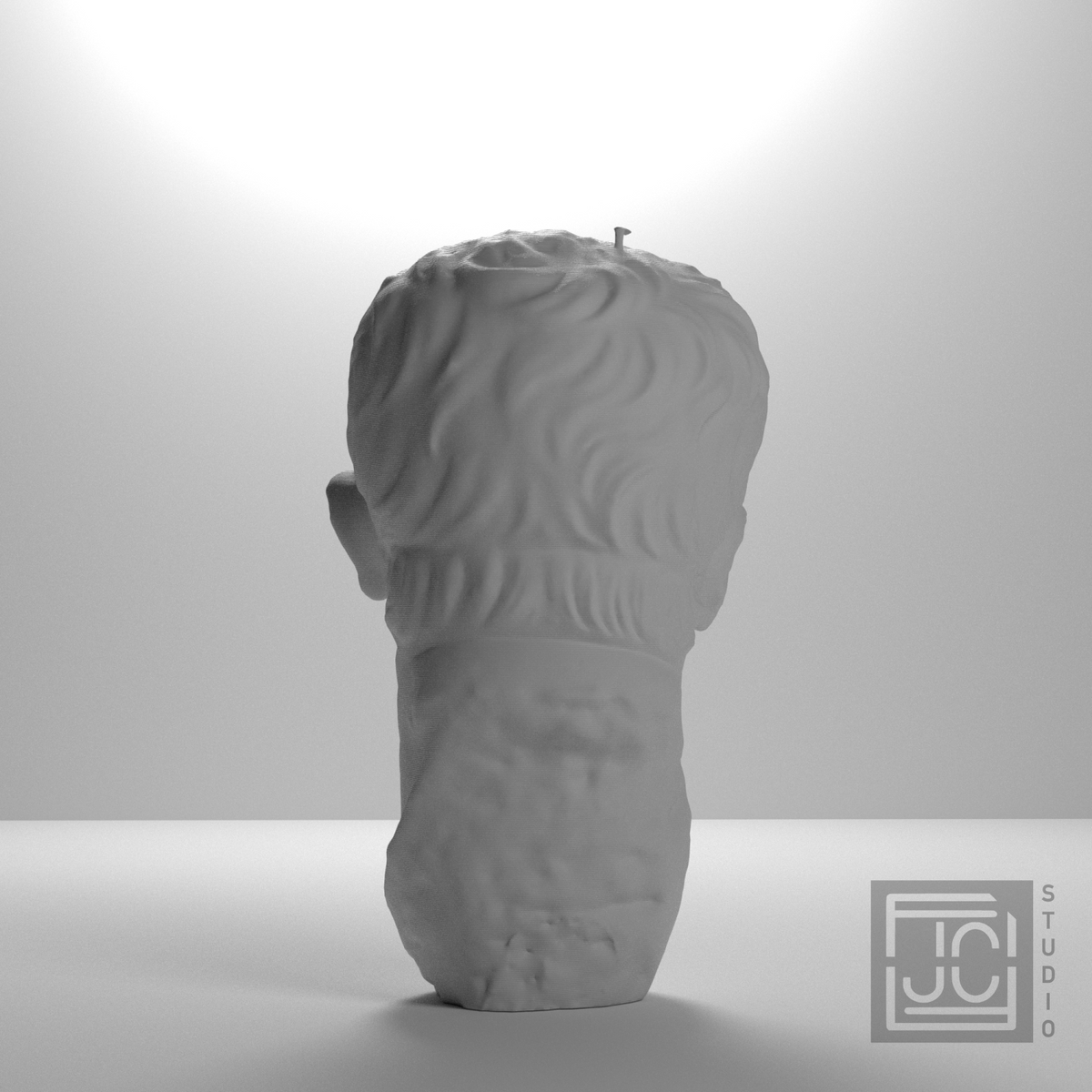 Vespasian Portrait Head after the Cleveland Museum of Art, studio 180 degree view