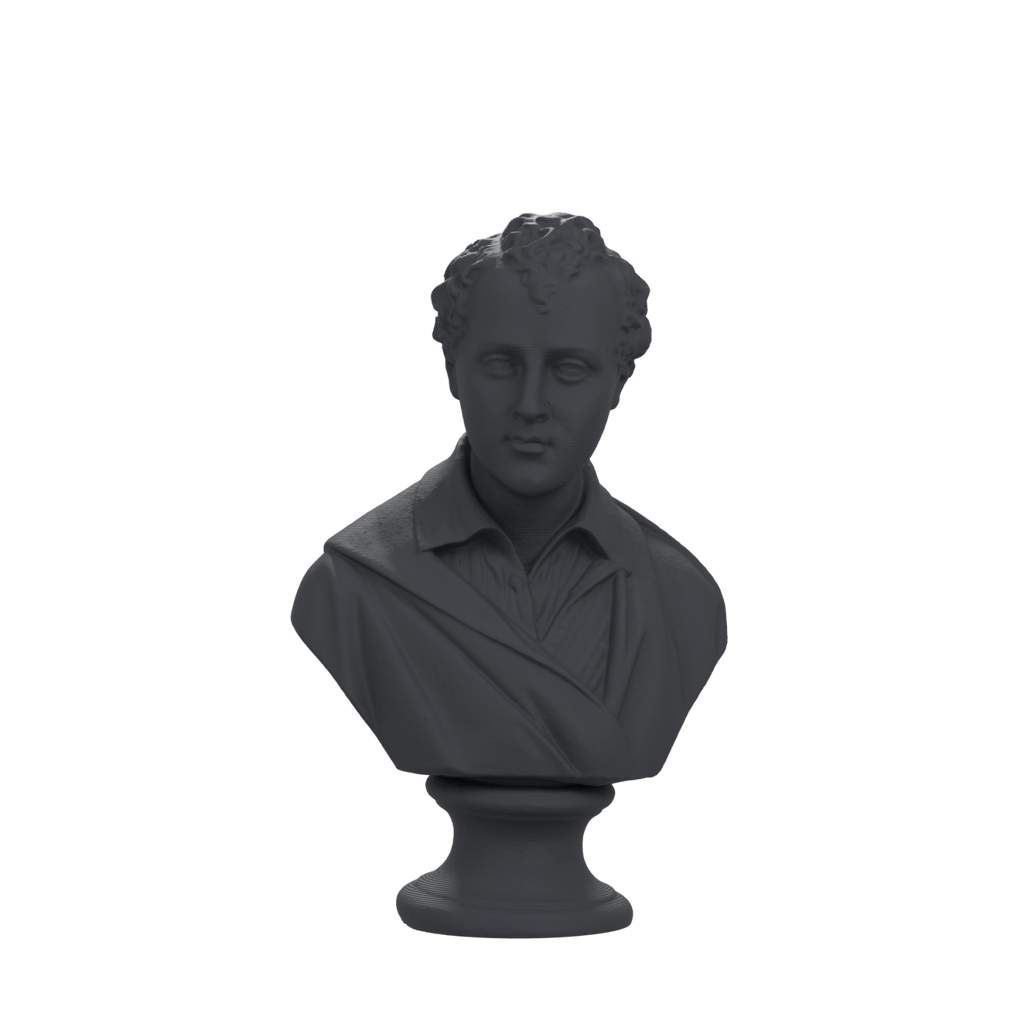 Lord Byron Bust | Romantic Poet Portrait Sculpture, Charcoal Black finish