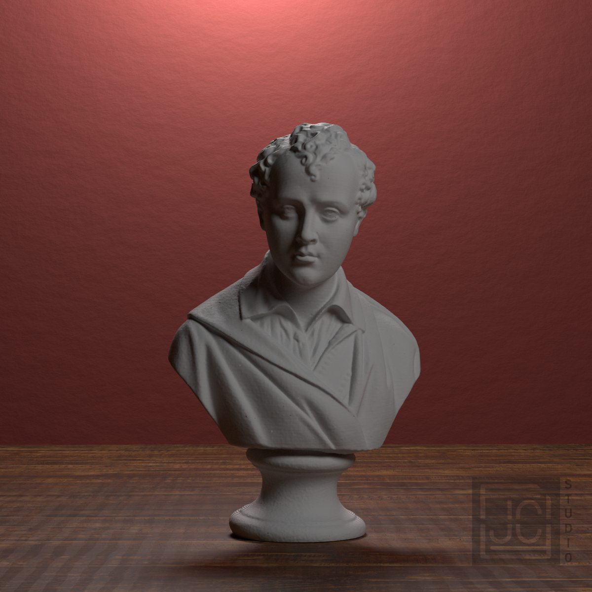 Lord Byron Bust | Romantic Poet Portrait Sculpture, library 0 degree view