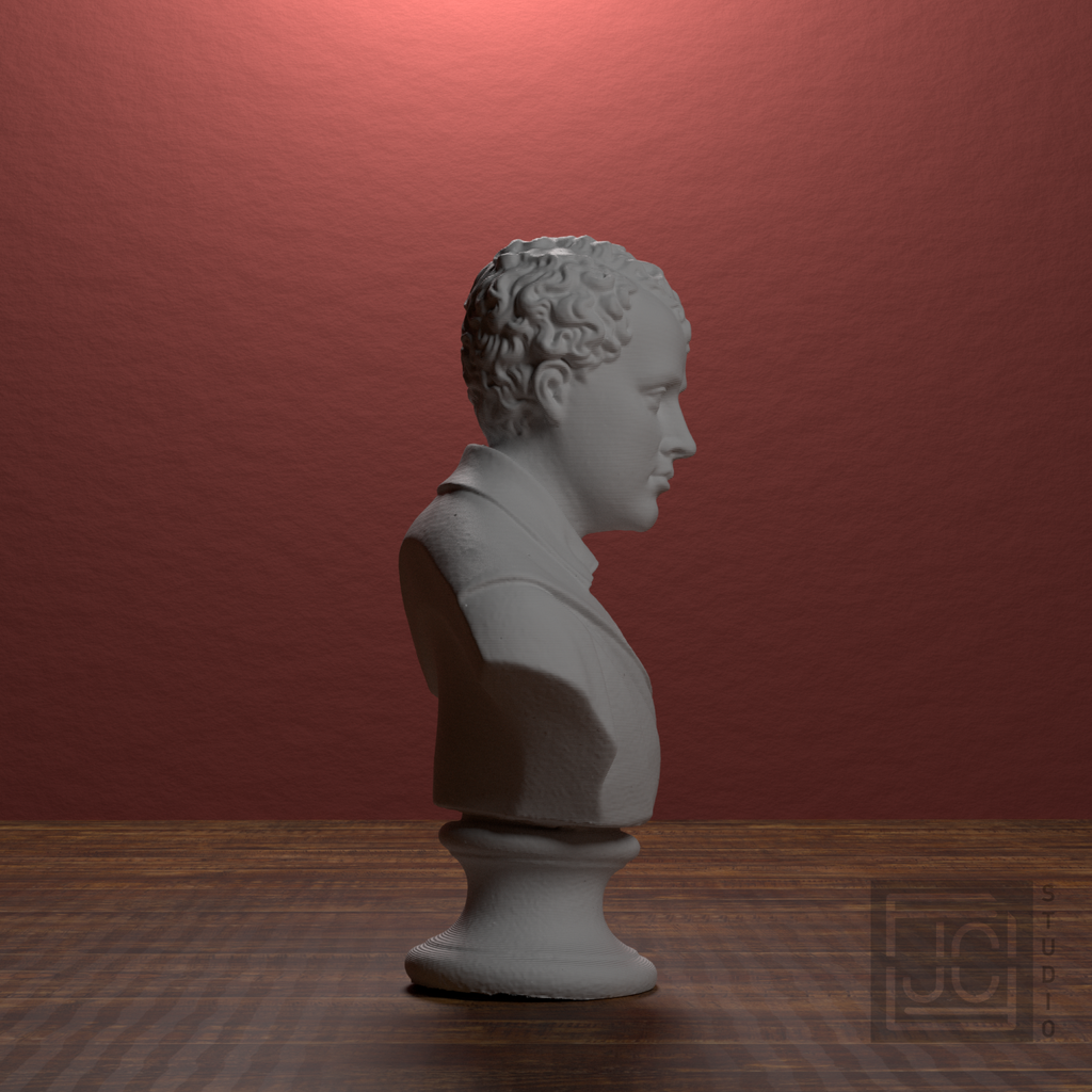 Lord Byron Bust | Romantic Poet Portrait Sculpture, library 90 degree view