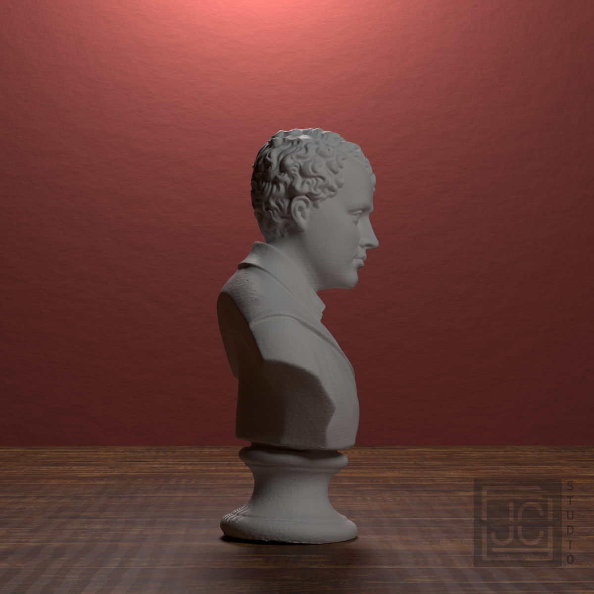 Lord Byron Bust | Romantic Poet Portrait Sculpture, library 90 degree view