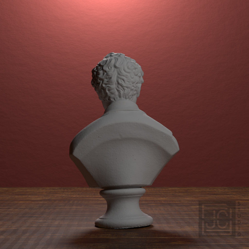 Lord Byron Bust | Romantic Poet Portrait Sculpture, library 180 degree view