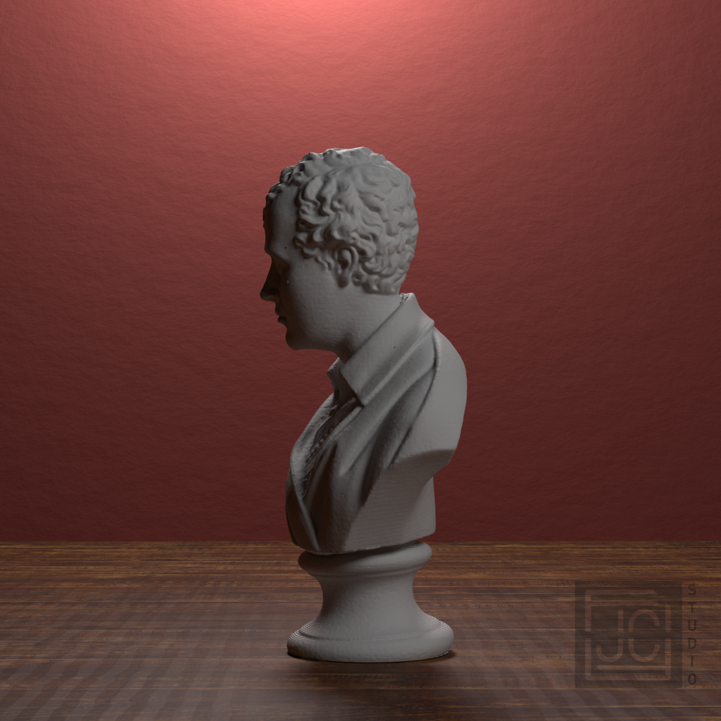 Lord Byron Bust | Romantic Poet Portrait Sculpture, library 270 degree view