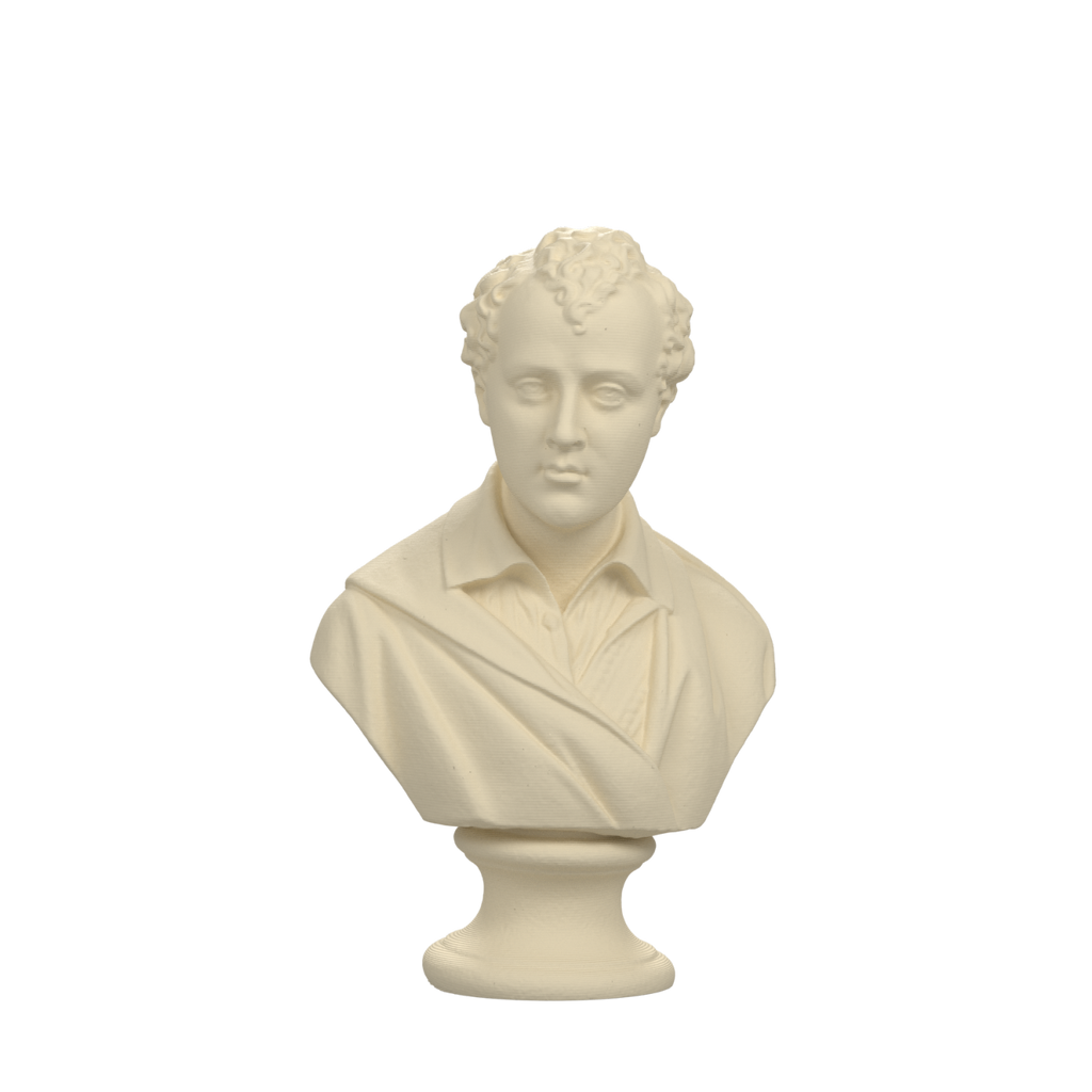 Lord Byron Bust | Romantic Poet Portrait Sculpture, Ivory White finish