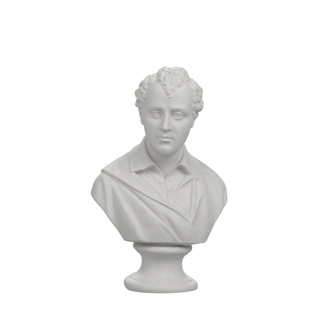 Lord Byron Bust | Romantic Poet Portrait Sculpture, Marble Stone finish