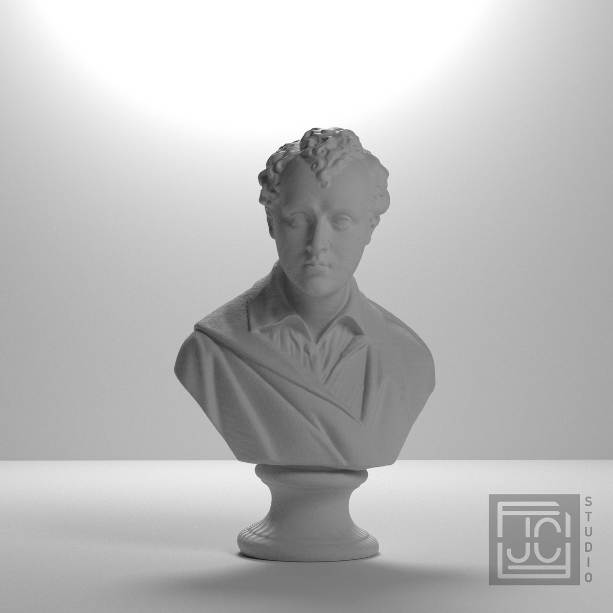 Lord Byron Bust | Romantic Poet Portrait Sculpture, studio 0 degree view