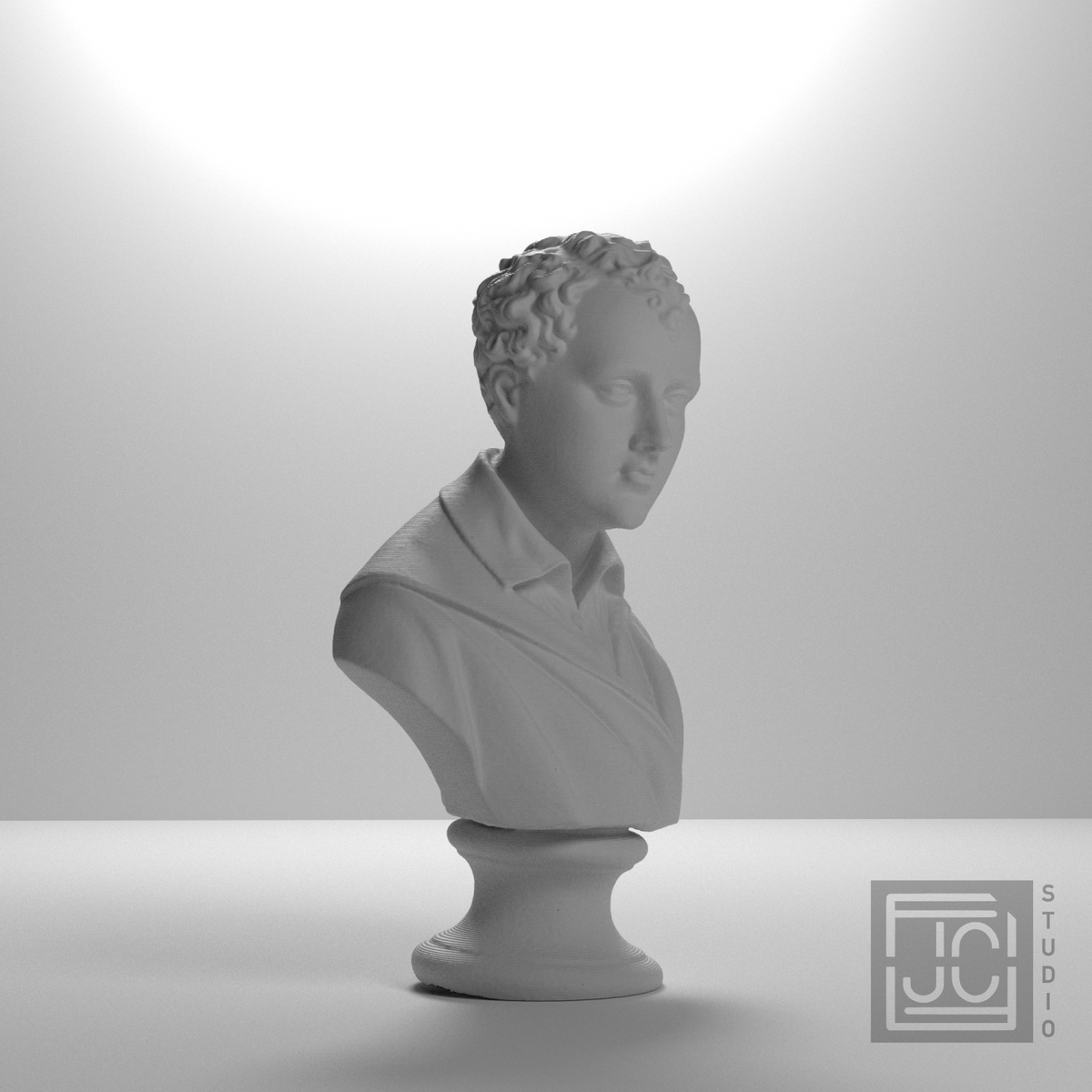Lord Byron Bust | Romantic Poet Portrait Sculpture, studio 45 degree view