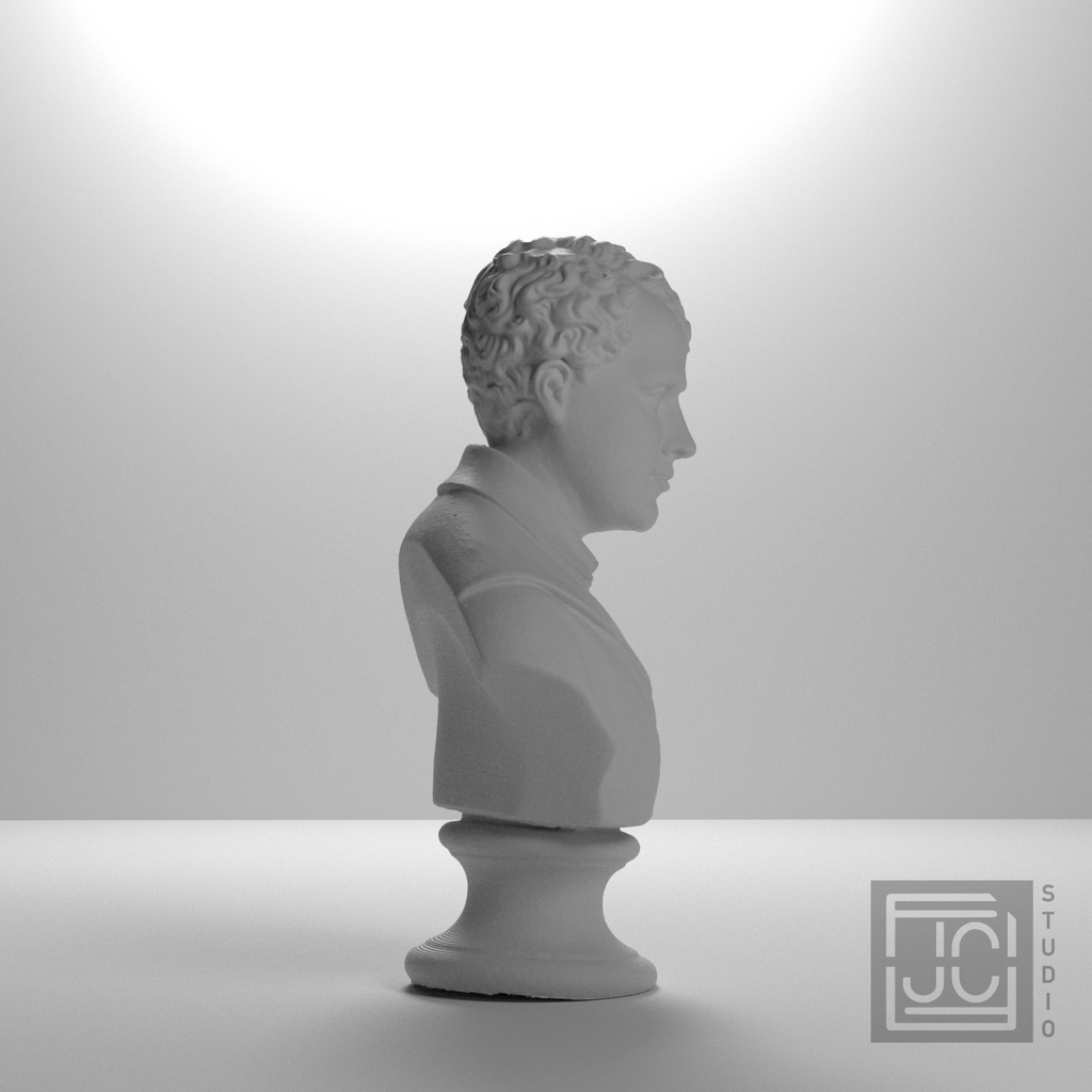 Lord Byron Bust | Romantic Poet Portrait Sculpture, studio 90 degree view