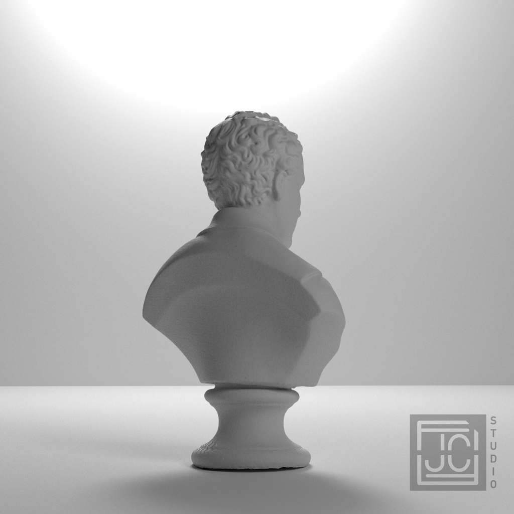 Lord Byron Bust | Romantic Poet Portrait Sculpture, studio 135 degree view