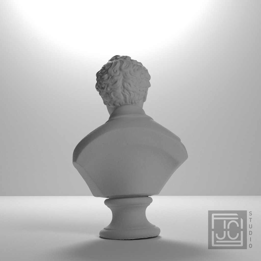 Lord Byron Bust | Romantic Poet Portrait Sculpture, studio 180 degree view