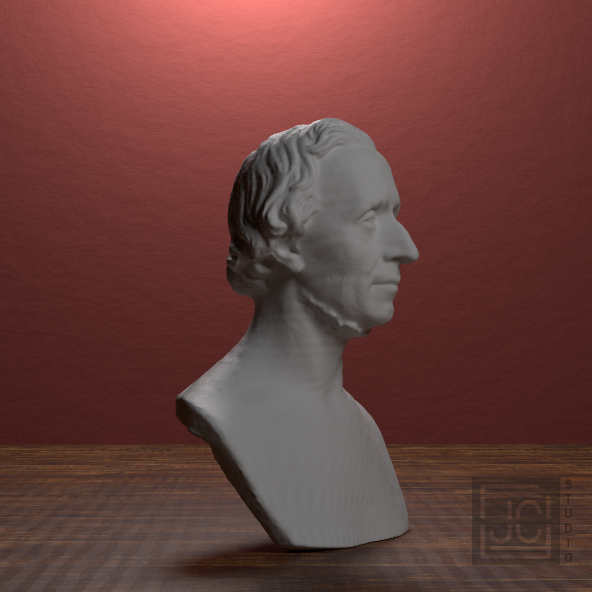 Hans Christian Andersen Bust after H. W. Bissen, library 90 degree view