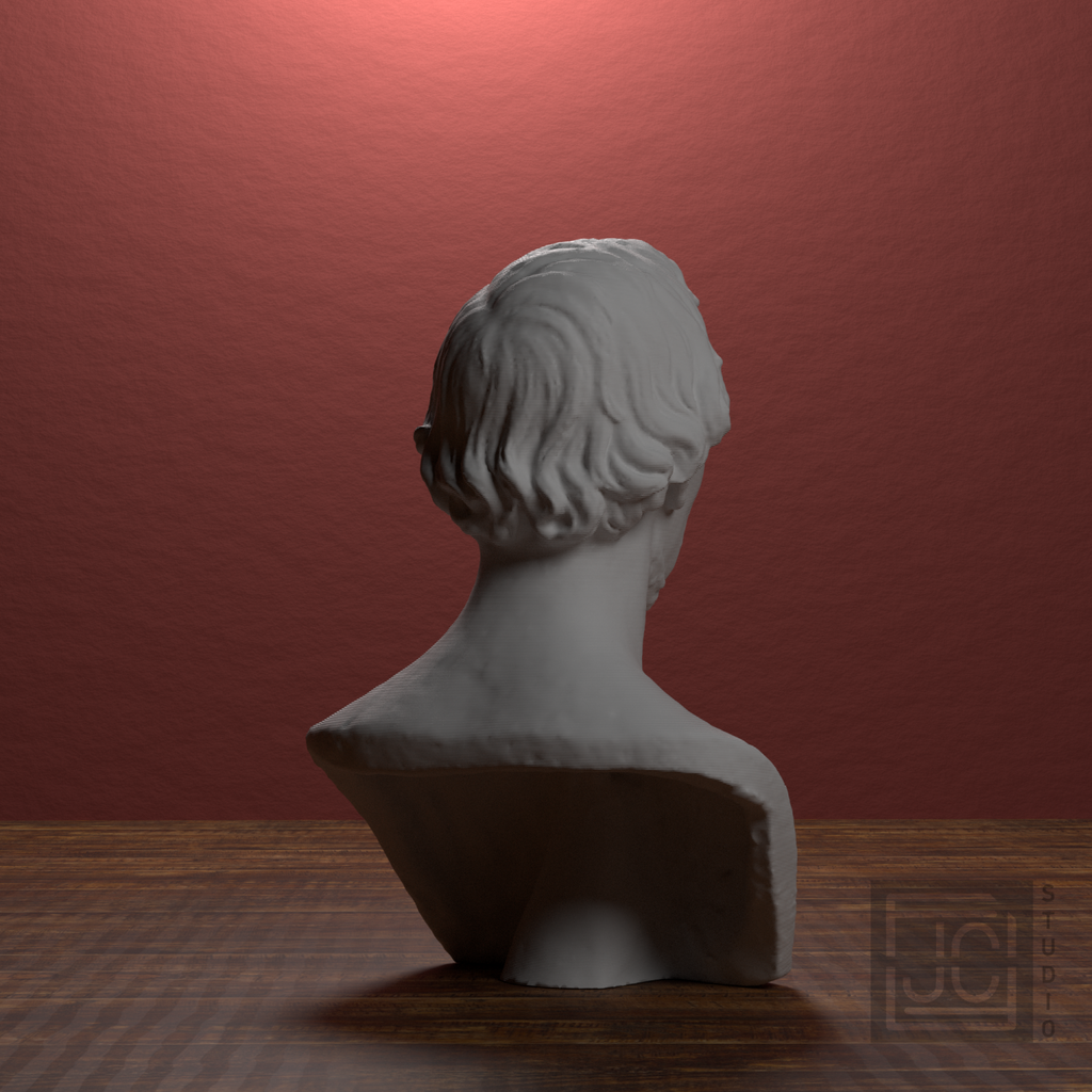 Hans Christian Andersen Bust after H. W. Bissen, library 180 degree view