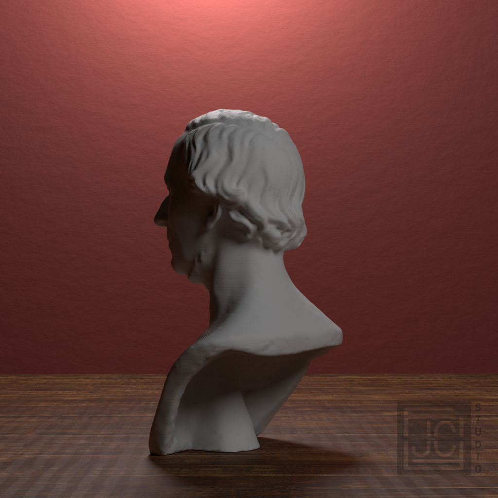 Hans Christian Andersen Bust after H. W. Bissen, library 270 degree view