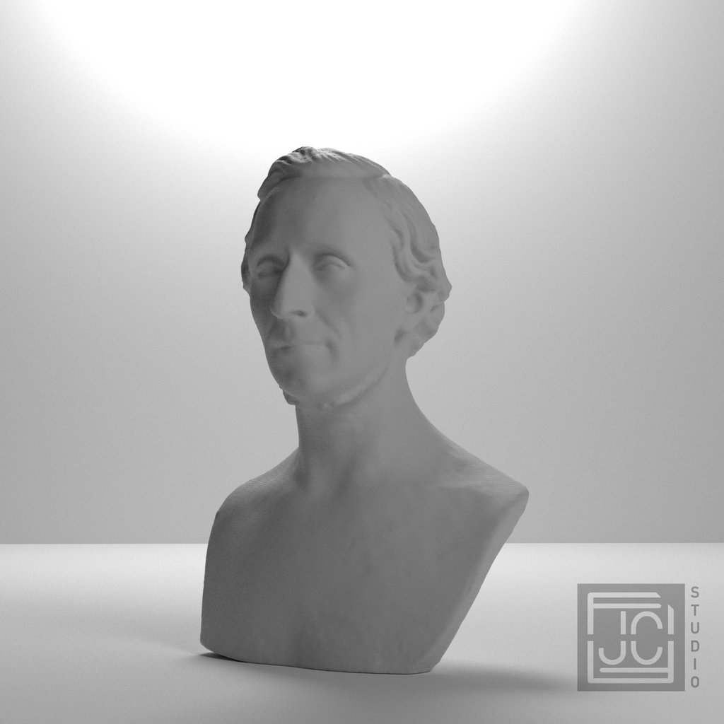 Hans Christian Andersen Bust after H. W. Bissen, studio 0 degree view