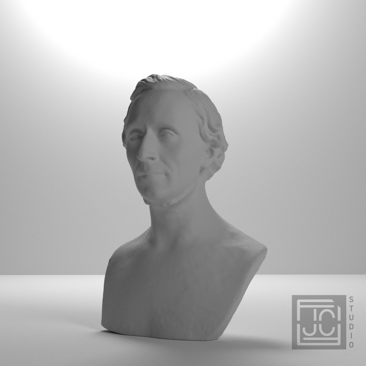 Hans Christian Andersen Bust after H. W. Bissen, studio 0 degree view