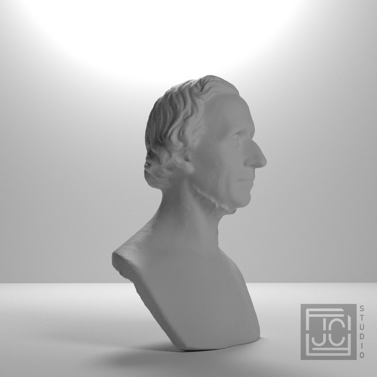 Hans Christian Andersen Bust after H. W. Bissen, studio 90 degree view