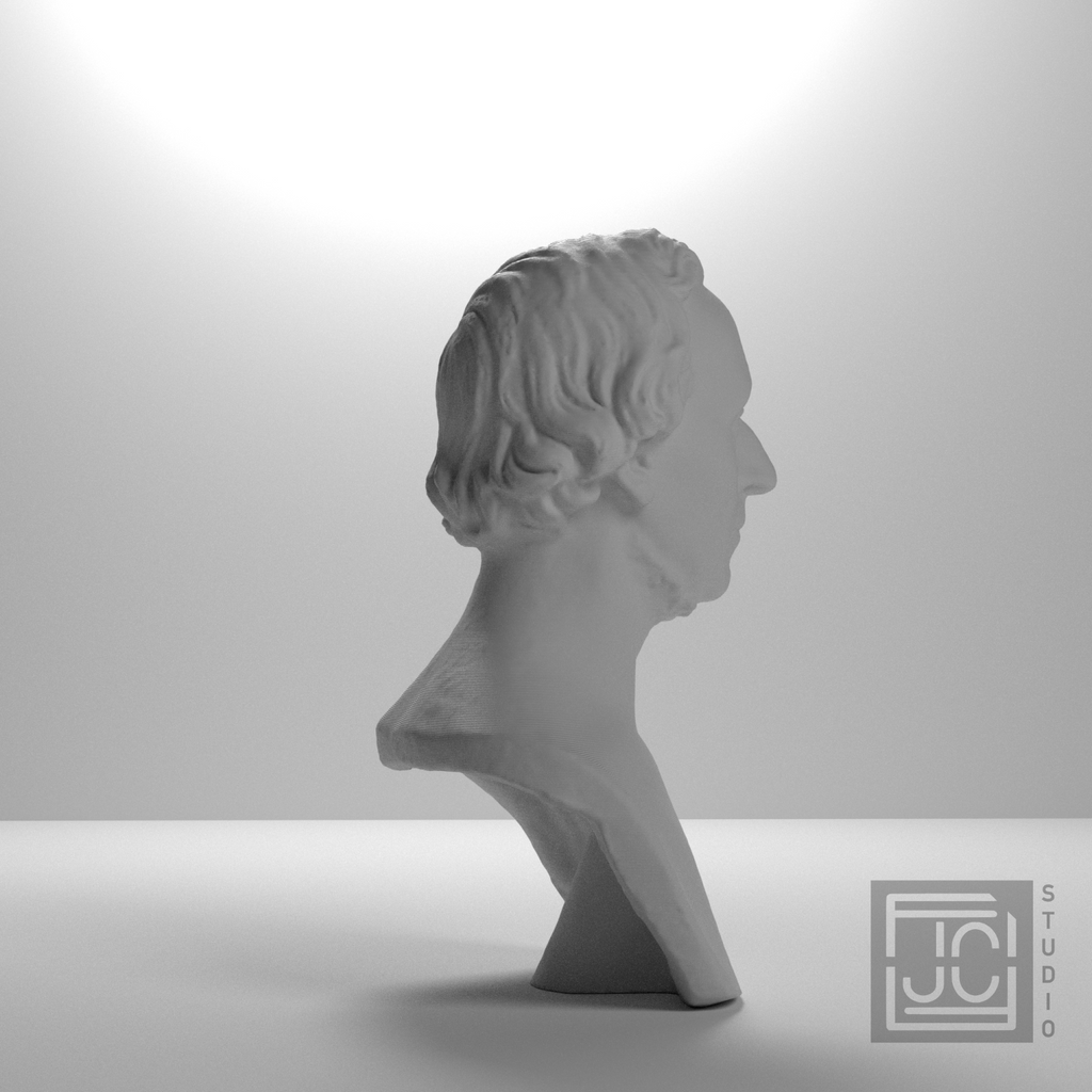 Hans Christian Andersen Bust after H. W. Bissen, studio 135 degree view