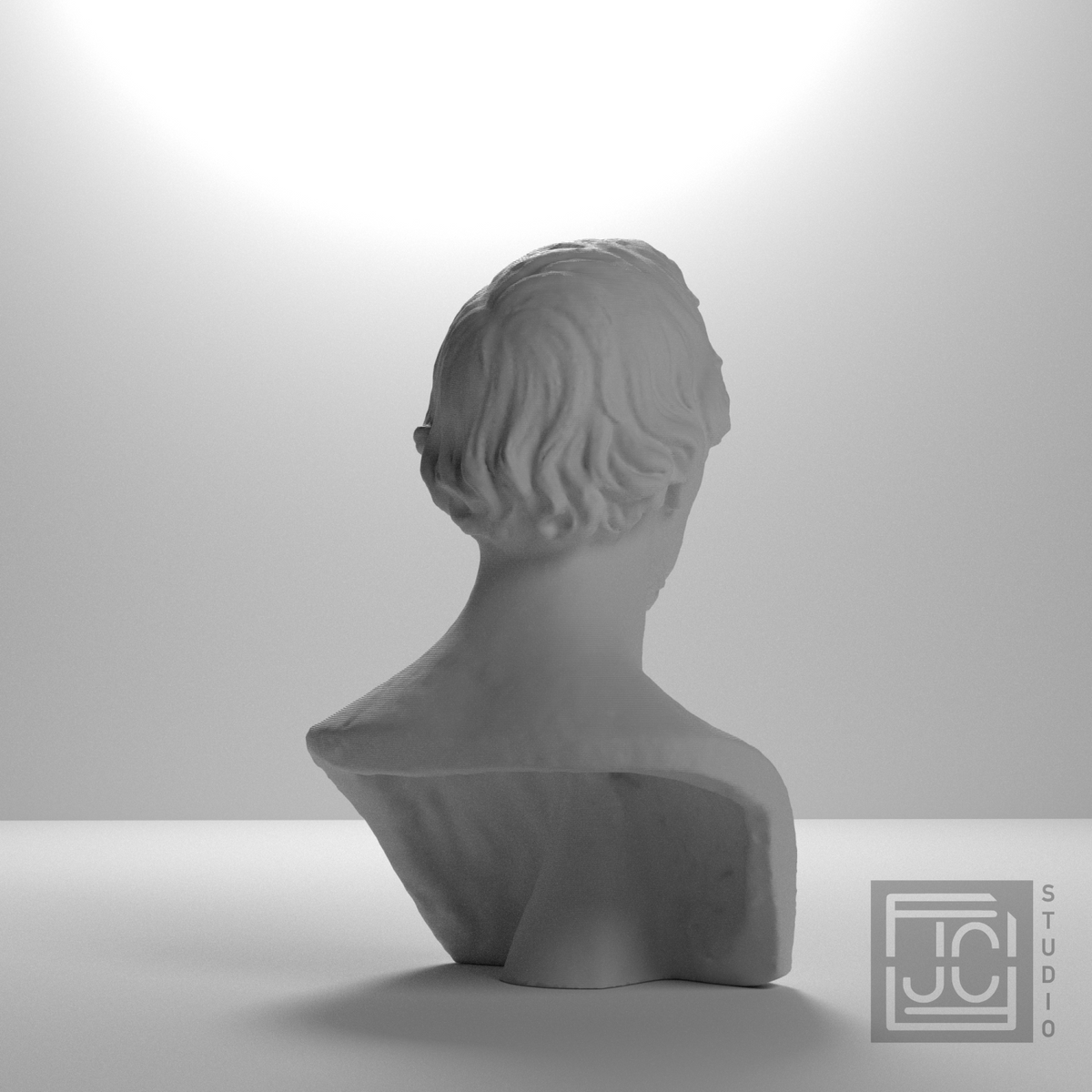 Hans Christian Andersen Bust after H. W. Bissen, studio 180 degree view