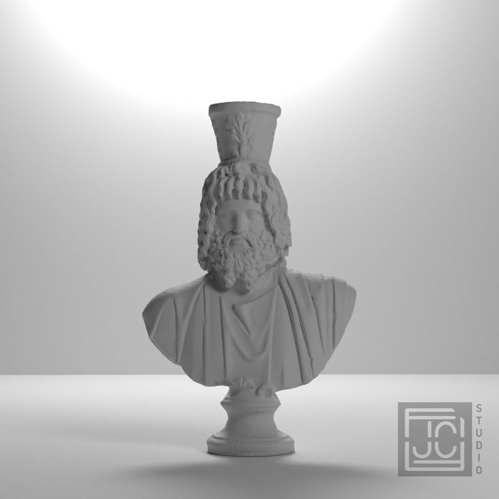 Serapis Bust after the Graeco-Roman Museum Alexandria, studio 0 degree view