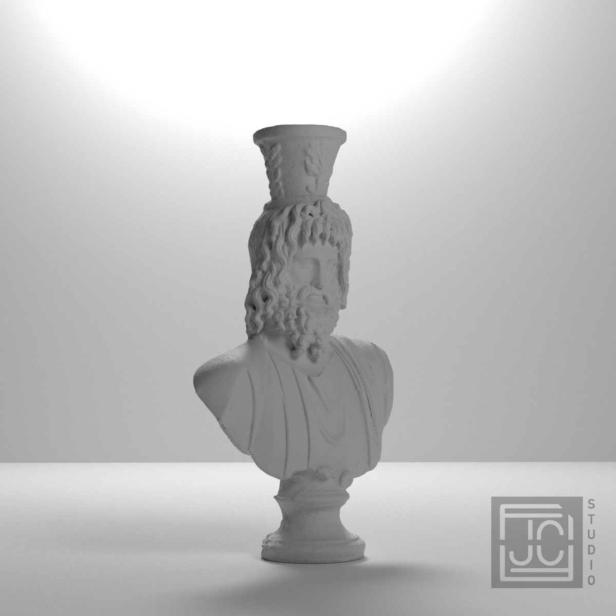 Serapis Bust after the Graeco-Roman Museum Alexandria, studio 45 degree view