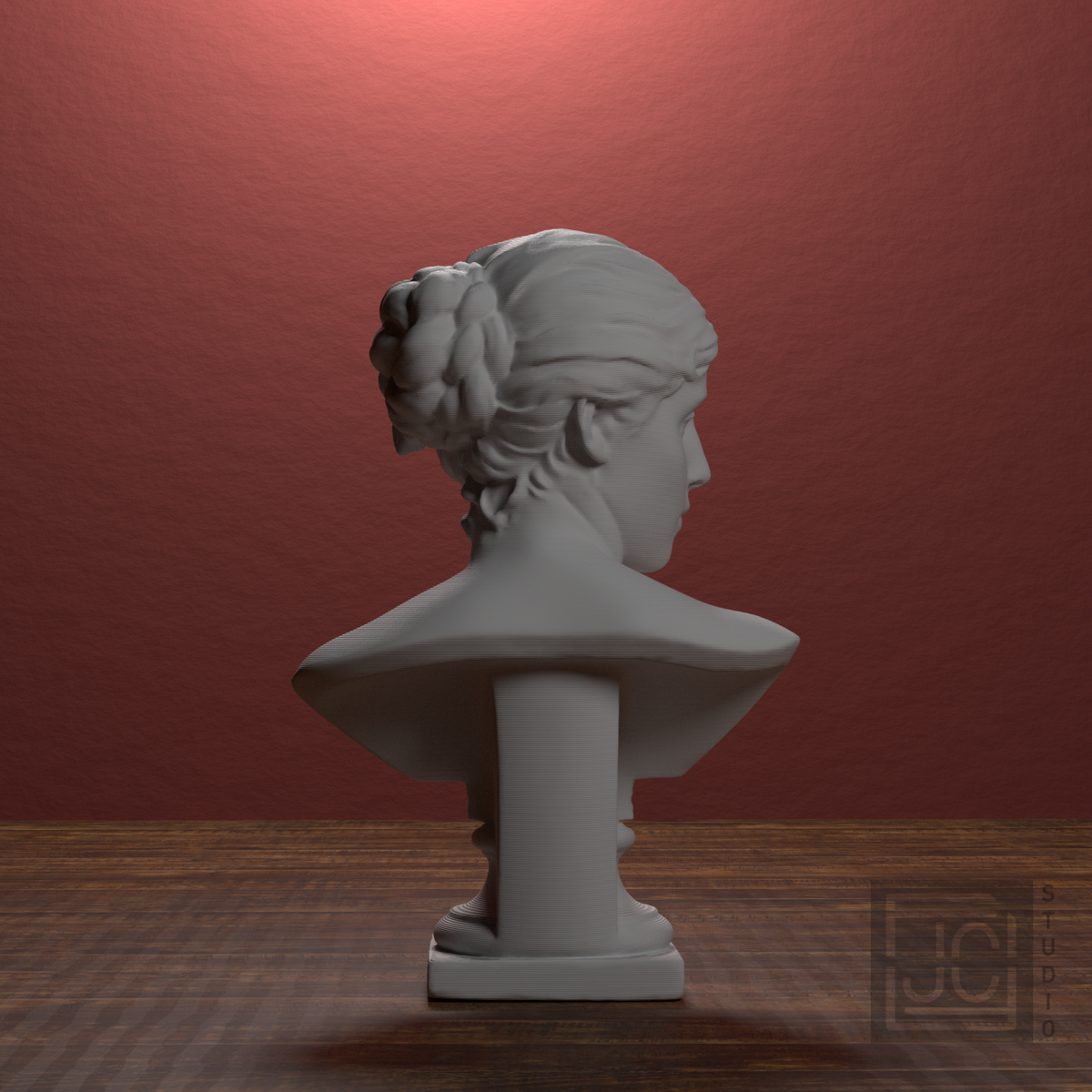 Agathe Naumann Bust, library 180 degree view