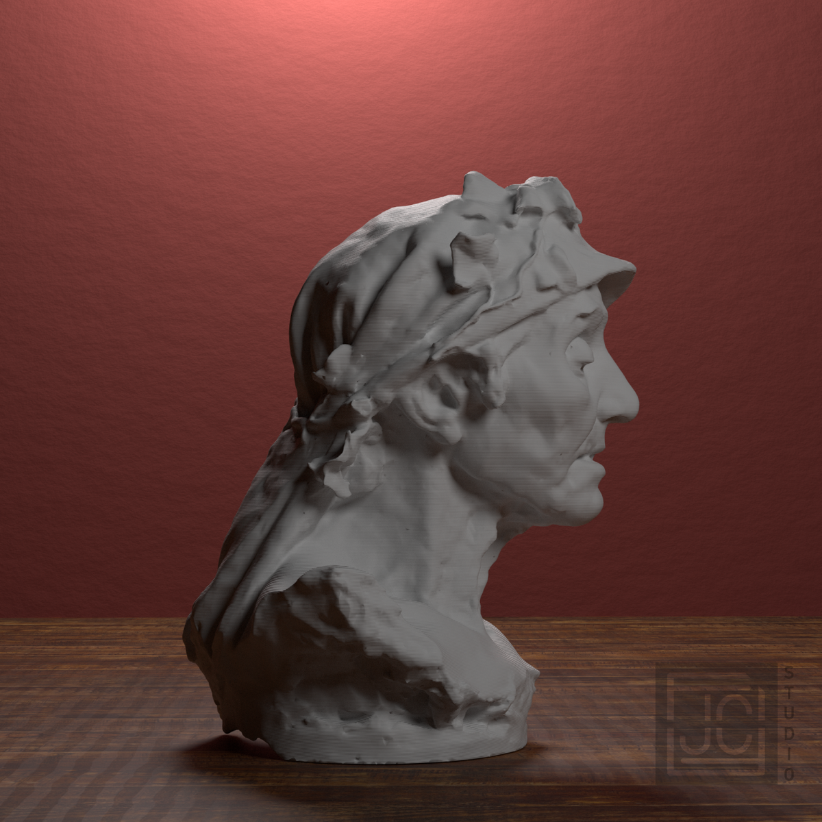 La Tradicio Elderly Woman Bust after Agusti Querol, library 90 degree view