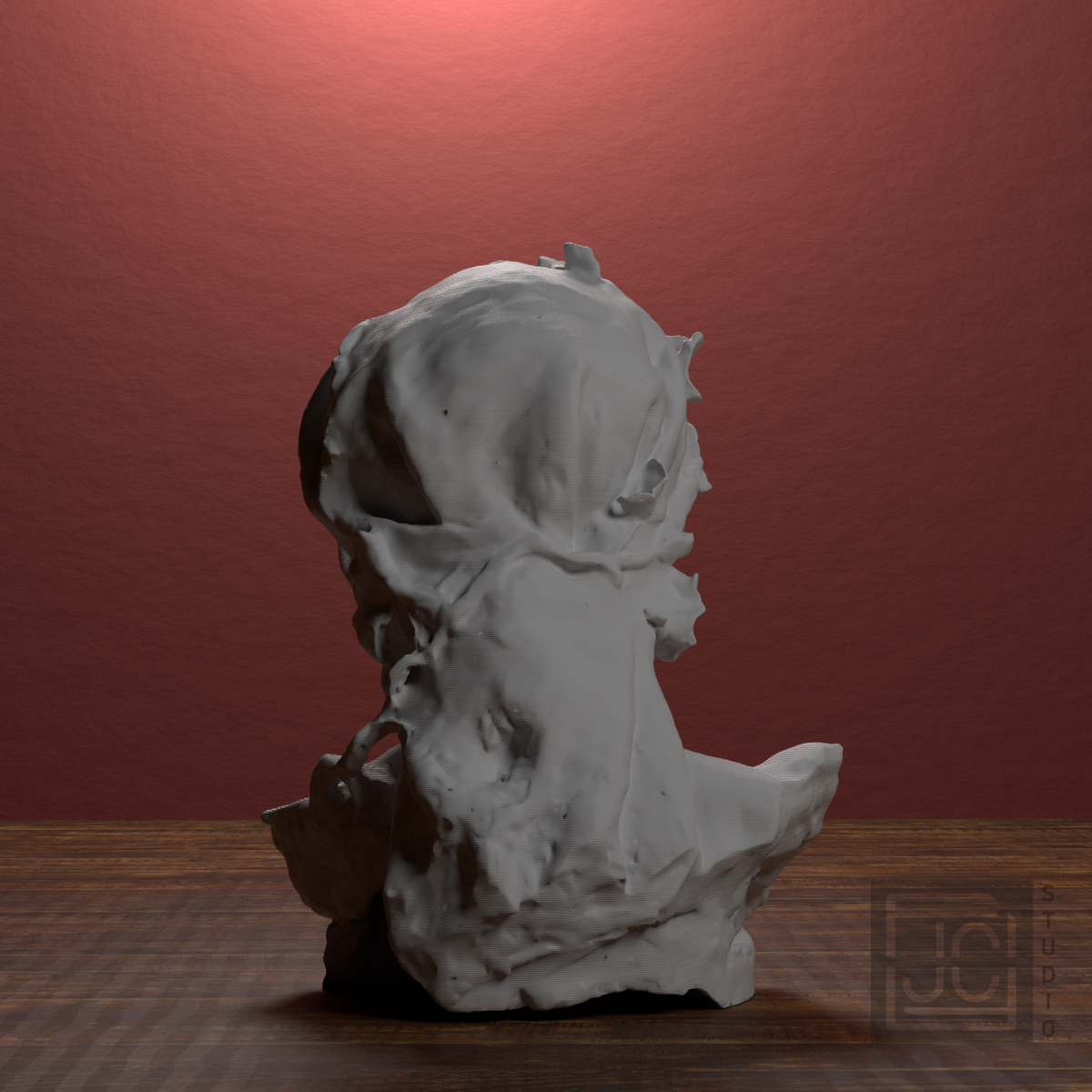 La Tradicio Elderly Woman Bust after Agusti Querol, library 180 degree view