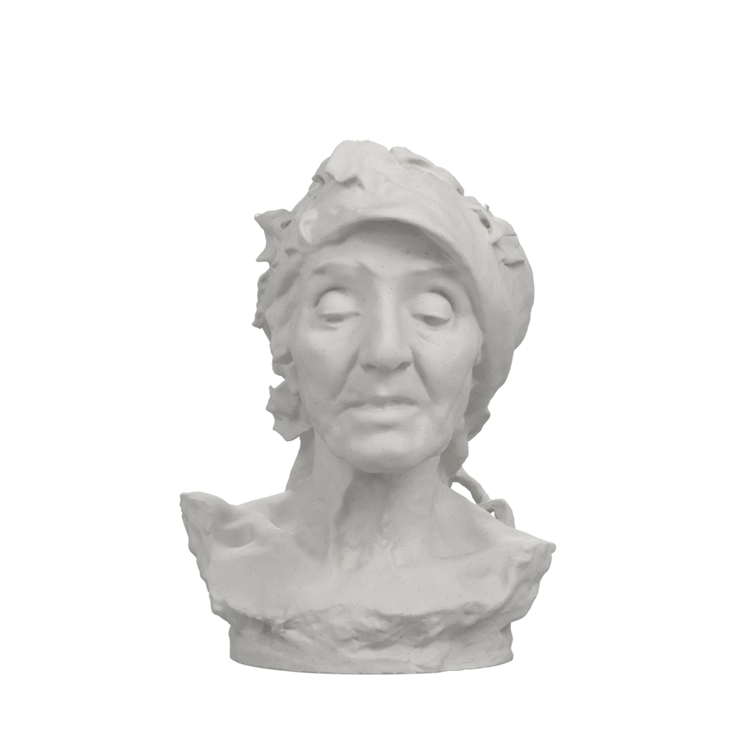 La Tradicio Elderly Woman Bust after Agusti Querol, Marble Stone finish