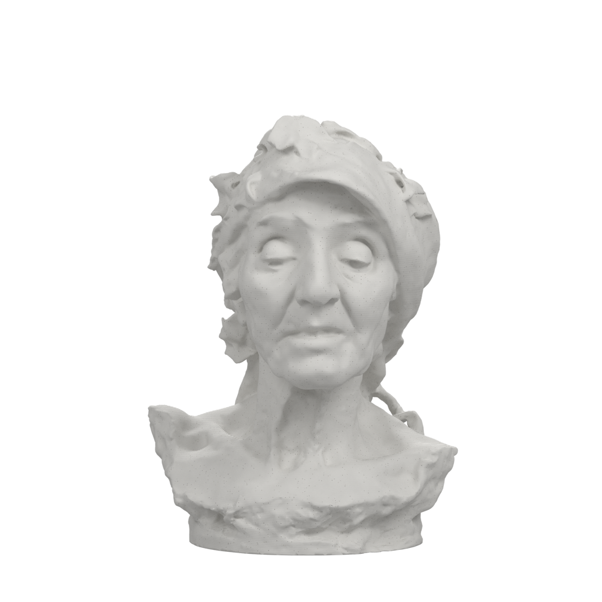 La Tradicio Elderly Woman Bust after Agusti Querol, Marble Stone finish