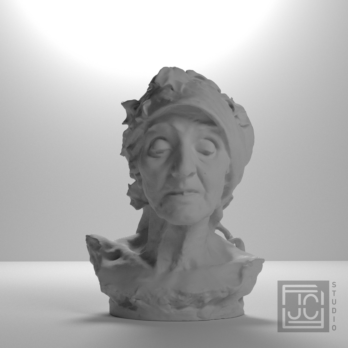 La Tradicio Elderly Woman Bust after Agusti Querol, studio 0 degree view
