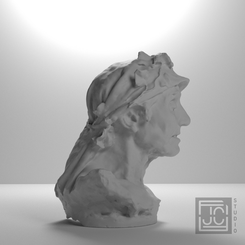 La Tradicio Elderly Woman Bust after Agusti Querol, studio 90 degree view